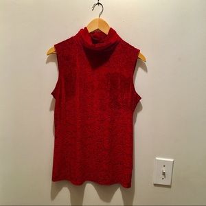 Red Burnout Sleeveless Mockneck Medium